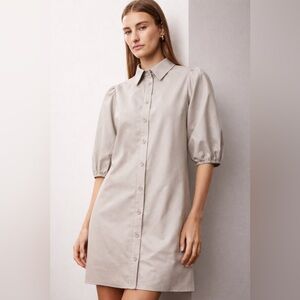 Dolce Cabo Faux Leather Grey Mini Dress Bat Wing Balloon Sleeves XS 4-6